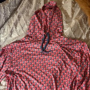 BURLEBO Red and Blue Lightweight Hoodie Shirt Jacket